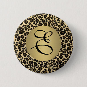 Bóton Redondo 5.08cm Monograma de Impressão Leopardo