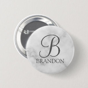Bóton Redondo 5.08cm Monograma e Nome Personalizados de Script de Ângu