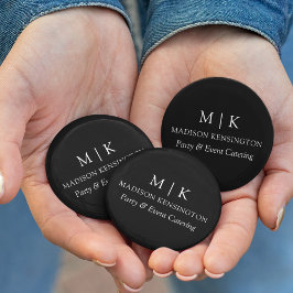 Bóton Redondo 5.08cm Monograma mínimo ou adicionar logotipo preto