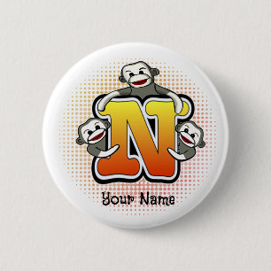 Bóton Redondo 5.08cm Monograma N Monkey Sock