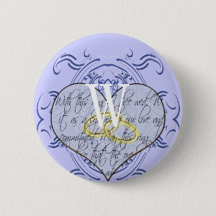Bóton Redondo 5.08cm Monograma Wedding Vow Heart