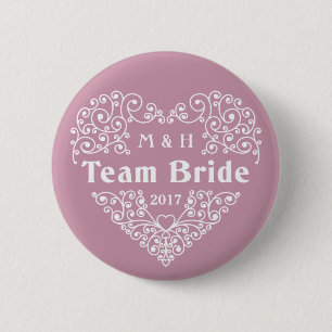 Bóton Redondo 5.08cm Monogramas personalizados do Team Brid e botões de