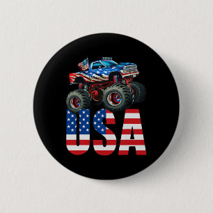 Bóton Redondo 5.08cm Monster Truck American Flag 4 de julho Corrida Ame