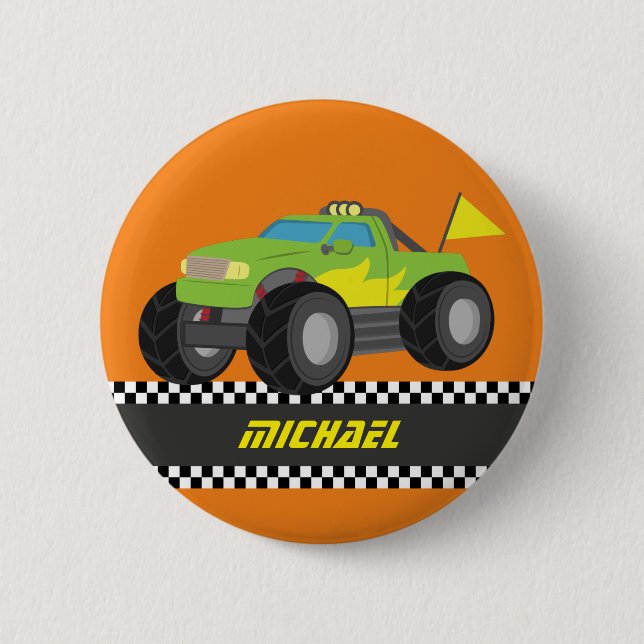 Bóton Redondo 5.08cm Monster truck verde de competência legal para (Frente)