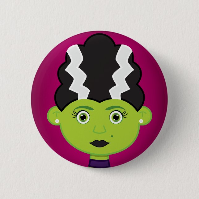 Bóton Redondo 5.08cm Monstro de menina verde (Frente)