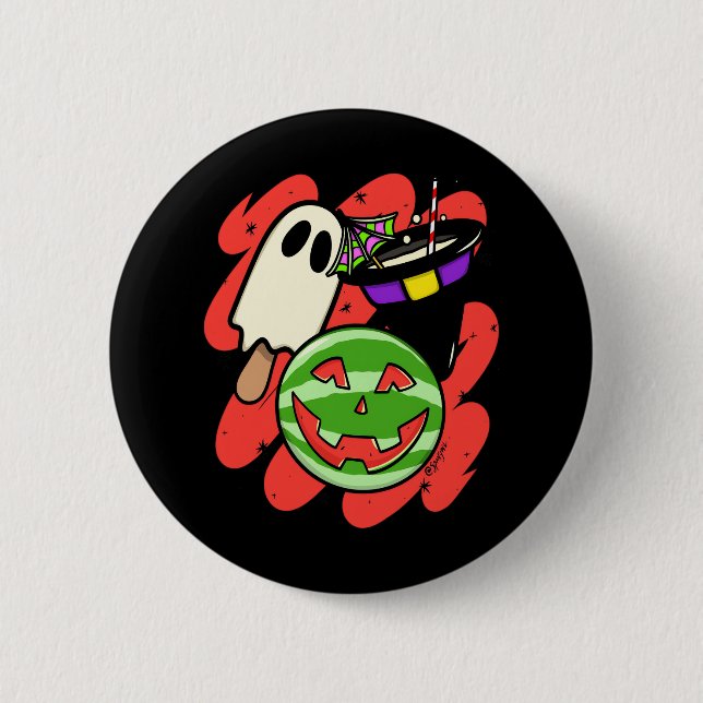 Bóton Redondo 5.08cm Monstro Tropical de Abacaxi Halloween Clássico (Frente)