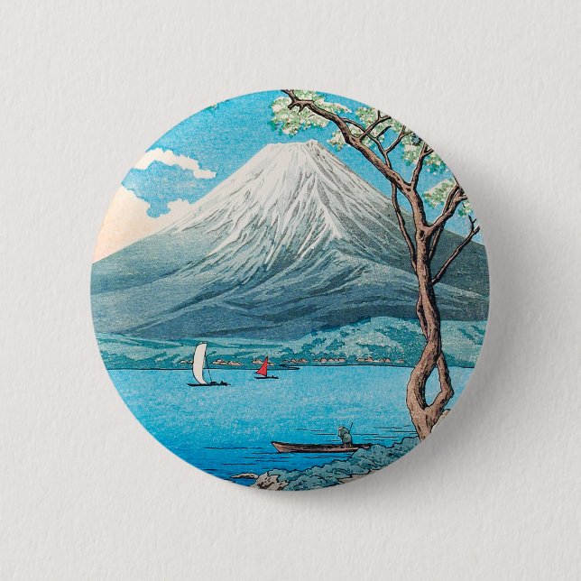 Bóton Redondo 5.08cm Monte Fuji do lago Yamanaka por Hiroaki Takahashi (Frente)