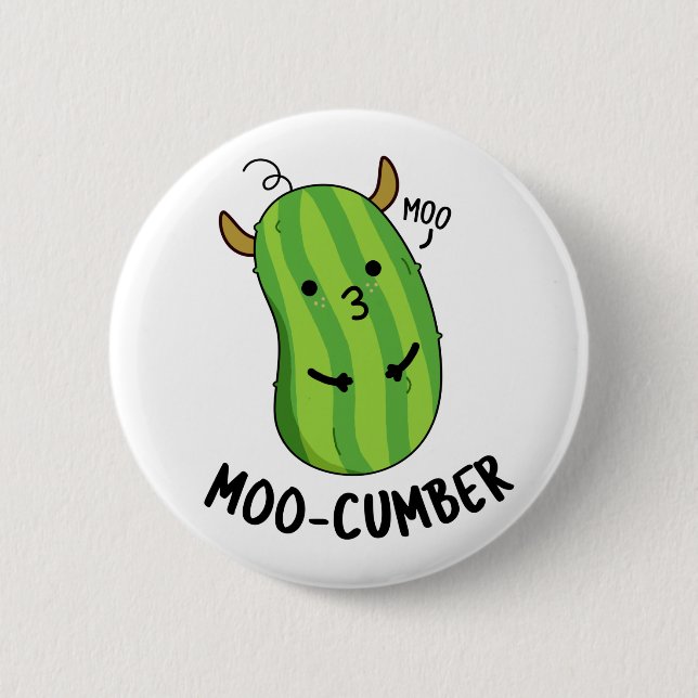 Bóton Redondo 5.08cm Moo-cumber Funny Veggie Cucumber Pun (Frente)