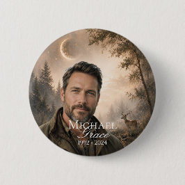 Bóton Redondo 5.08cm Moonlit Woods Memorial Photo Button Stag Pin