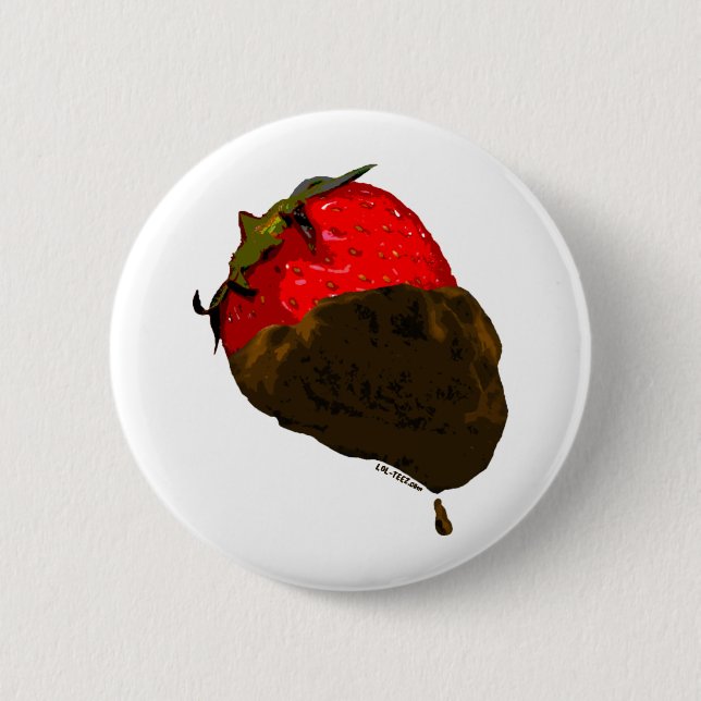 Bóton Redondo 5.08cm Morango com cobertura em chocolate (Frente)