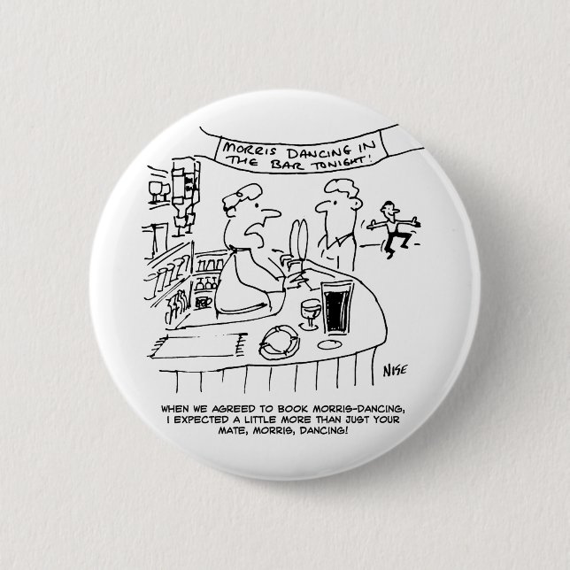 Bóton Redondo 5.08cm Morris Dançando em Pub. Tradicional Dança Morris (Frente)