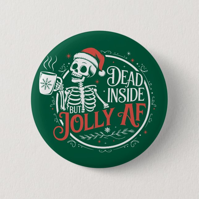 Bóton Redondo 5.08cm Morto Dentro Mas Jolly Af Skull Santa Claus Xmas (Frente)