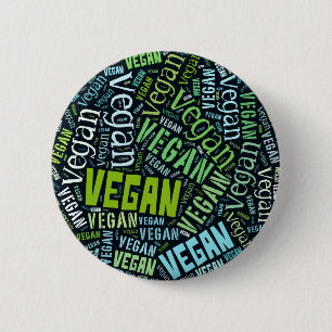Bóton Redondo 5.08cm Mosaico da Palavra-Nuvem do "Vegan"