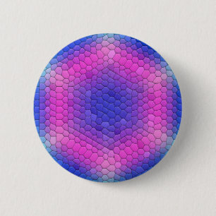 Bóton Redondo 5.08cm Mosaico Hexágono Rosa no Gradiente Azul