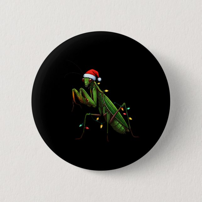 Bóton Redondo 5.08cm Moss Mantis Natal Light Santa Hat Animal Insec (Frente)