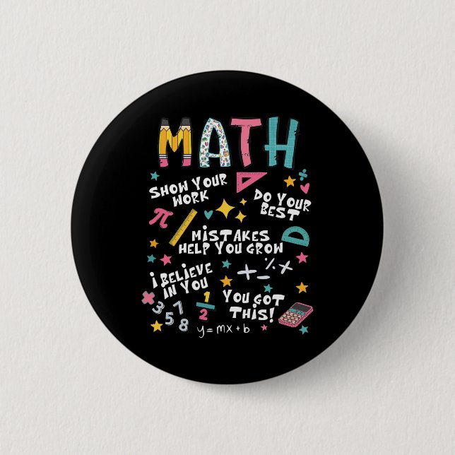 Bóton Redondo 5.08cm Mostre Seu Trabalho Professor de Matemática Engraç (Frente)