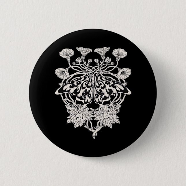 Bóton Redondo 5.08cm Moth Talisman - Whimsigoth Screenprint Style Drawi (Frente)