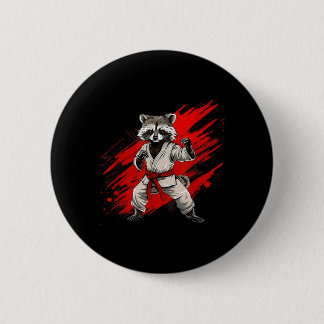 Bóton Redondo 5.08cm Motivo de Guaxinim de Caratê Taekwondo Jiu-Jitsu M