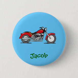 Bóton Redondo 5.08cm Motocicleta vermelha dos desenhos animados -