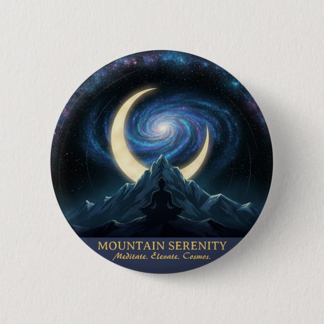 Bóton Redondo 5.08cm Mountain Serenity Cosmic Meditation, Crescent Moon (Frente)