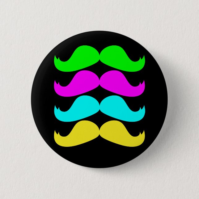 Bóton Redondo 5.08cm Moustaches retros do RGB Fluo (Frente)