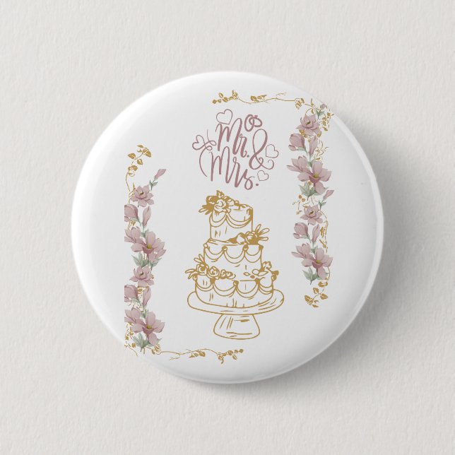 Bóton Redondo 5.08cm mr e mrs (Frente)