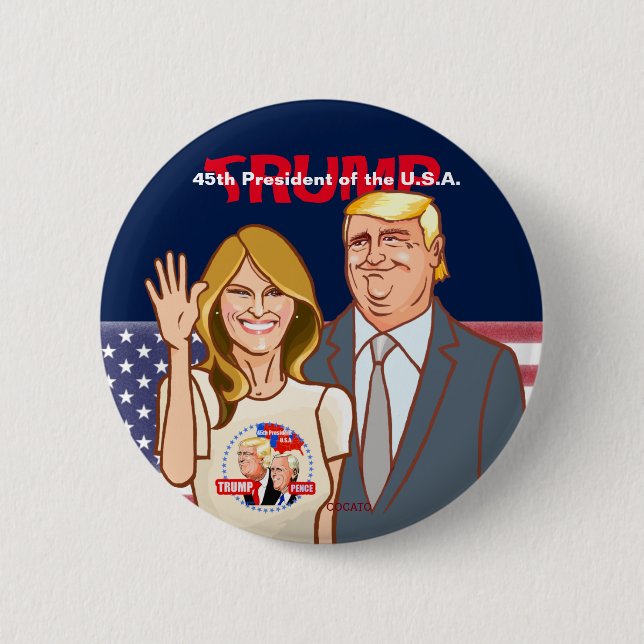 Bóton Redondo 5.08cm Mr. Trump & Mrs.Melania.pence.President of theU.S. (Frente)