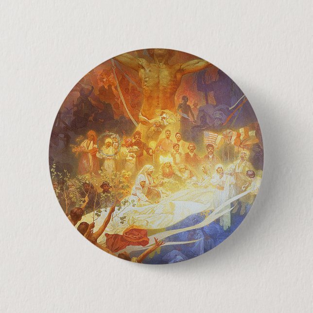 Bóton Redondo 5.08cm Mucha - Apoteose dos Eslavos (Frente)