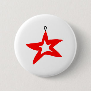 Bóton Redondo 5.08cm Mug de natal, designer de estrelas vermelhas
