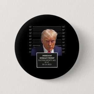 Bóton Redondo 5.08cm Mug Shot Presidente Donald J Trump Mugshot 2023 Di