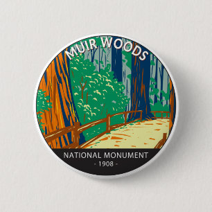 Bóton Redondo 5.08cm Muir Woods National Monument California Vintage