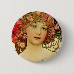 Bóton Redondo 5.08cm Mulher 1897 de Champagne - F. Champenois Imprimeur