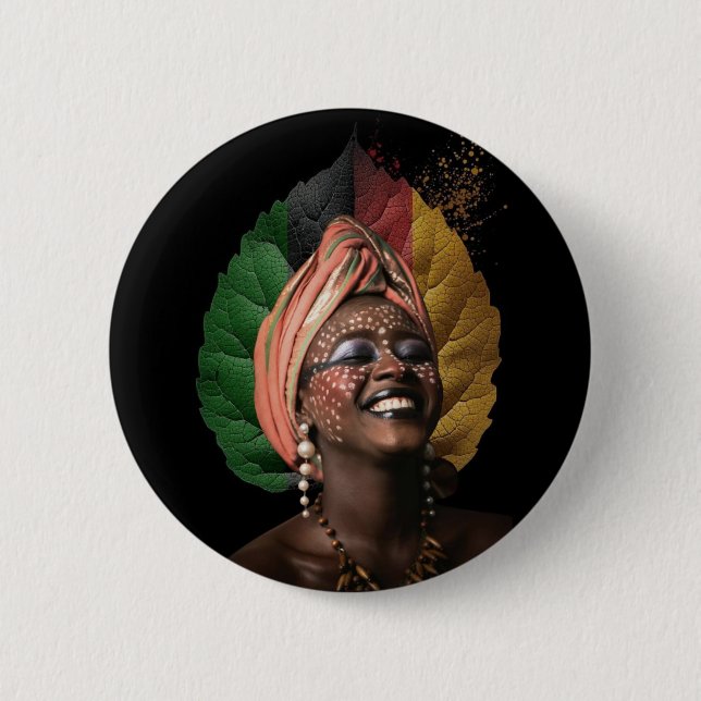 Bóton Redondo 5.08cm Mulher africana artística (Frente)