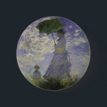 Bóton Redondo 5.08cm Mulher com Parasol por Claude Monet, Vintage Art<br><div class="desc">O Stroll, Camille Monet e o Seu Filho Jean (Mulher com Parasol) (1875), de Claude Monet, é uma pintura de retrato impressionista de família de artes plásticas. Uma mãe caminhando com seu filho num campo ou num campo de primavera. Ela está segurando um guarda-chuva solar e vestindo um belo vestido...</div>
