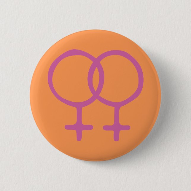 Bóton Redondo 5.08cm Mulher Dupla Laranja/Rosa (Frente)