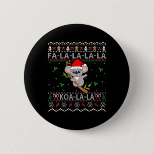 Bóton Redondo 5.08cm Mulher Koala Xmas Holiday Santa Hat Koala Ugly Chr