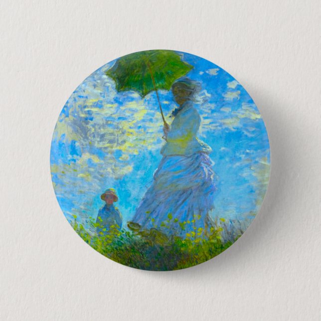 Bóton Redondo 5.08cm Mulher Monet com Parasol (Frente)
