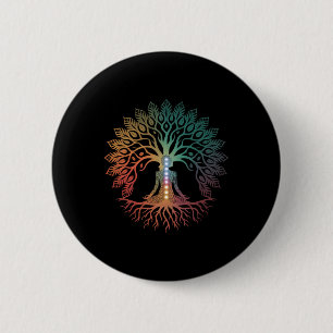 Bóton Redondo 5.08cm Mulher Vida Árvore Yoga Chakra Espiritual