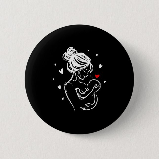 Bóton Redondo 5.08cm Mulheres Adorando Mãe Bebê Abraçando Criança Cardí (Frente)
