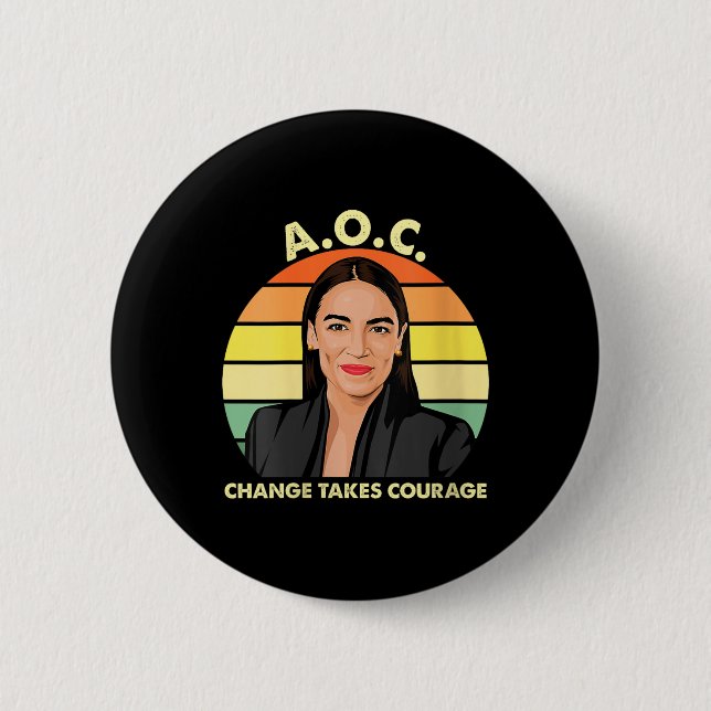 Bóton Redondo 5.08cm Mulheres Aoc Alexandria Ocasio-cortez Primeira Mul (Frente)