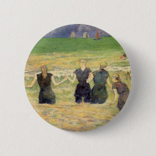 Bóton Redondo 5.08cm Mulheres Banhando-se em Dieppe de Paul Gauguin