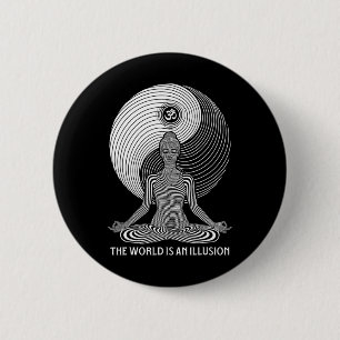Bóton Redondo 5.08cm Mundo de Yoga Ilusão Yin Yang Zen Garota Meditação
