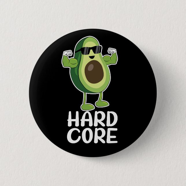 Bóton Redondo 5.08cm Muscular Hardcore Avocado Funny (Frente)