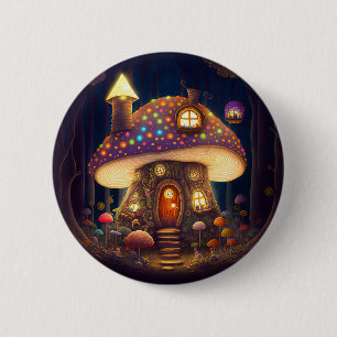 Bóton Redondo 5.08cm Mushroom House Fantasy Art