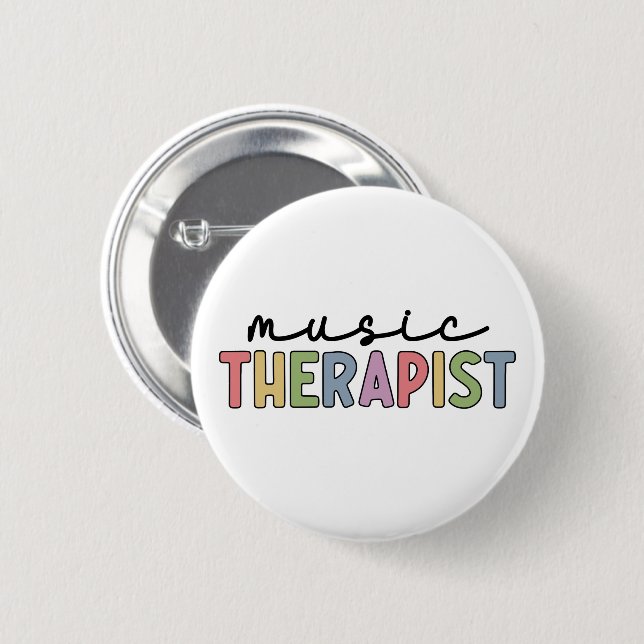 Bóton Redondo 5.08cm Music Therapist Retro Music Therapy Gifts (Frente & Verso)