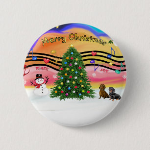 Bóton Redondo 5.08cm Música de Natal 2 - Dachshances (dois)