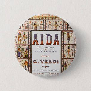 Bóton Redondo 5.08cm Música de Ópera Vintage, Aida Egípcia de Verdi
