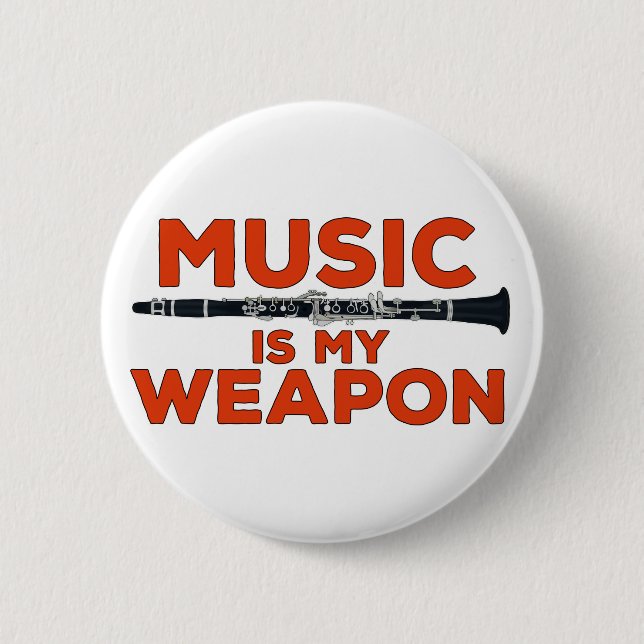 Bóton Redondo 5.08cm Música é minha arma (Frente)