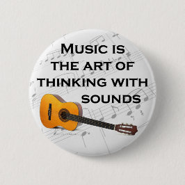 Bóton Redondo 5.08cm Música está pensando com som Guitar