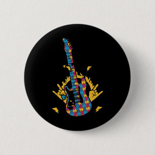 Bóton Redondo 5.08cm Música Violão Autismo Sensibilização Dia Mês Color
